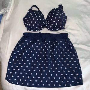 Lands end bikini top and matching swim skirt